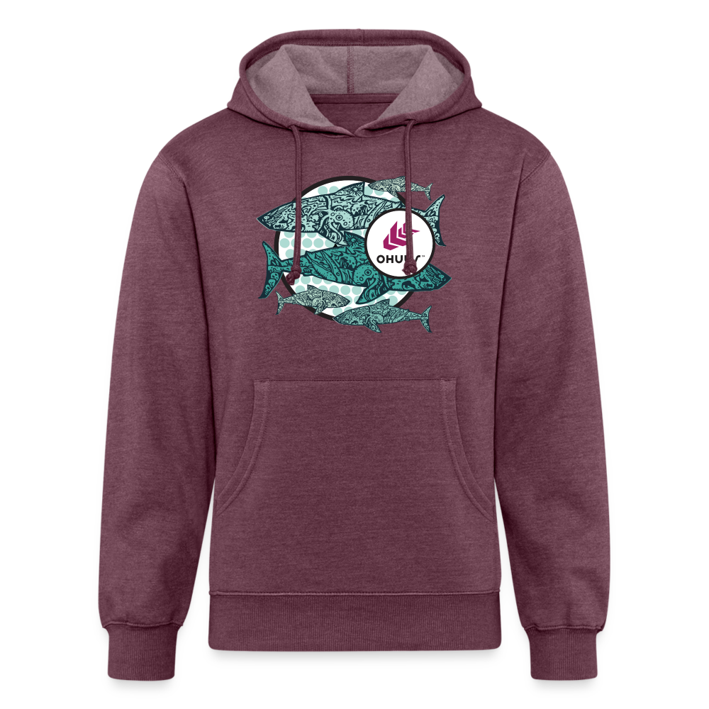 Tribal Sharks Beach Hoodie - heather burgundy