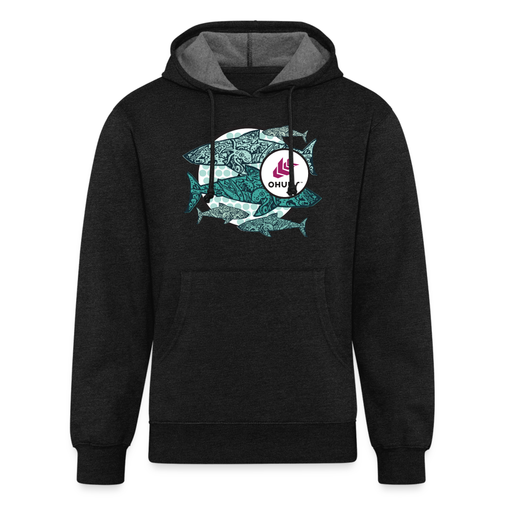 Tribal Sharks Beach Hoodie - charcoal grey