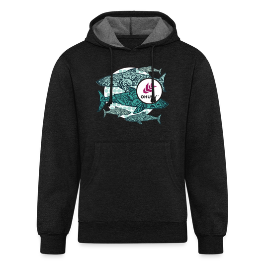 Tribal Sharks Beach Hoodie - charcoal grey